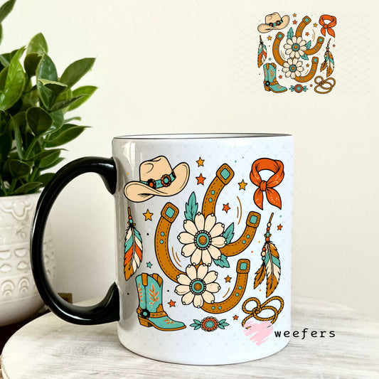 UV DTF Decal - Horseshoes and Cowboy Boots 11oz Coffee Mug Weefers