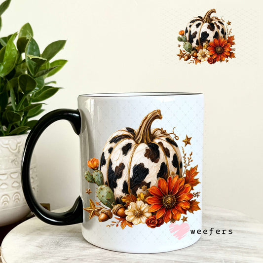 UV DTF Decal - Cowprint Pumpkin 11oz Coffee Mug Weefers