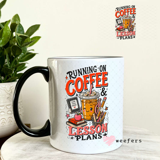 UV DTF Decal - Running on Coffee Lesson Plans 11oz Coffee Mug Weefers
