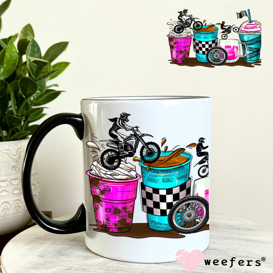 Motocross Coffee Latte UV DTF Decal 11oz Coffee Mug Weefers
