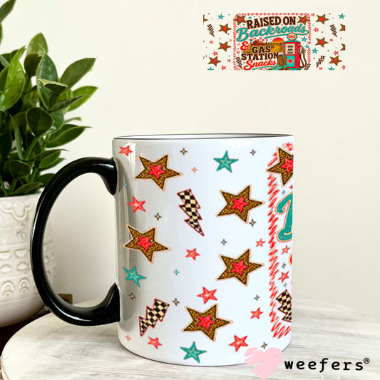 UV DTF Cup Wraps - Raised on Backroads & Gas Station Snacks - Weefers® Exclusive 11oz Coffee Mug Weefers