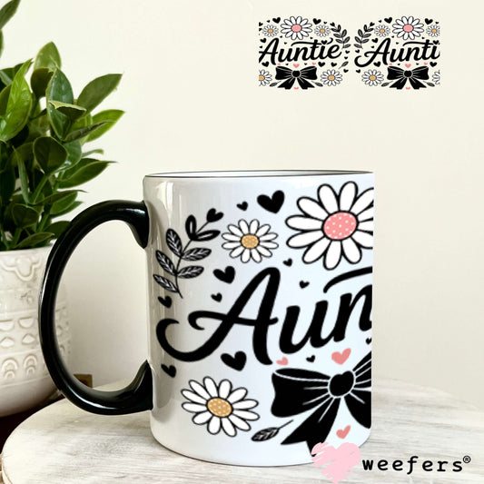 UV DTF Cup Wraps - Auntie Black Bows 11oz Coffee Mug Weefers