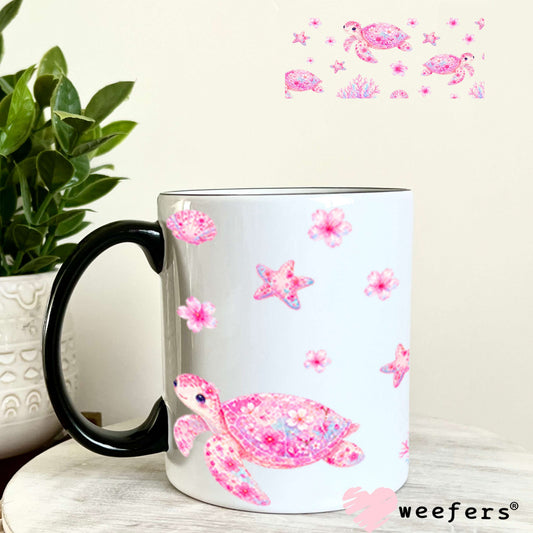 UV DTF Cup Wraps - Pink Turtles 11oz Coffee Mug Weefers