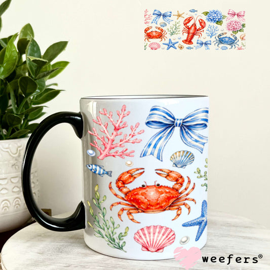 UV DTF Cup Wraps - Coastal Lobster and Crabs 11oz Coffee Mug Weefers