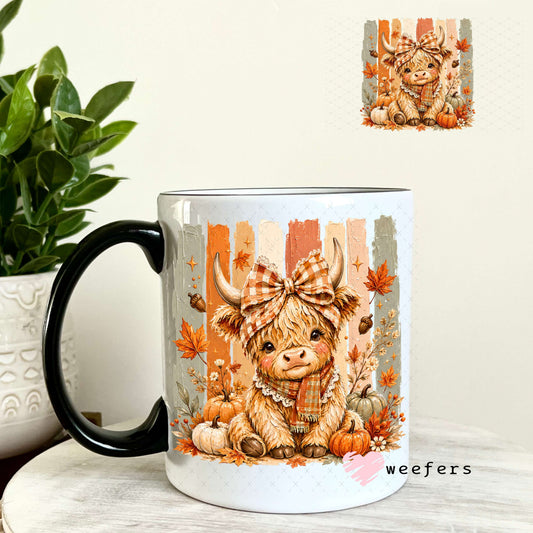 UV DTF Decal - Fall Highlander Cow 11oz Coffee Mug Weefers