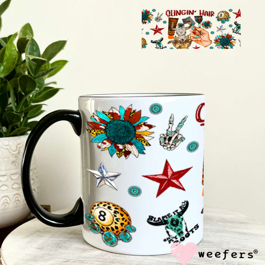 UV DTF Cup Wraps - Western Slingin' Hair - Weefers® Exclusive 11oz Coffee Mug Weefers