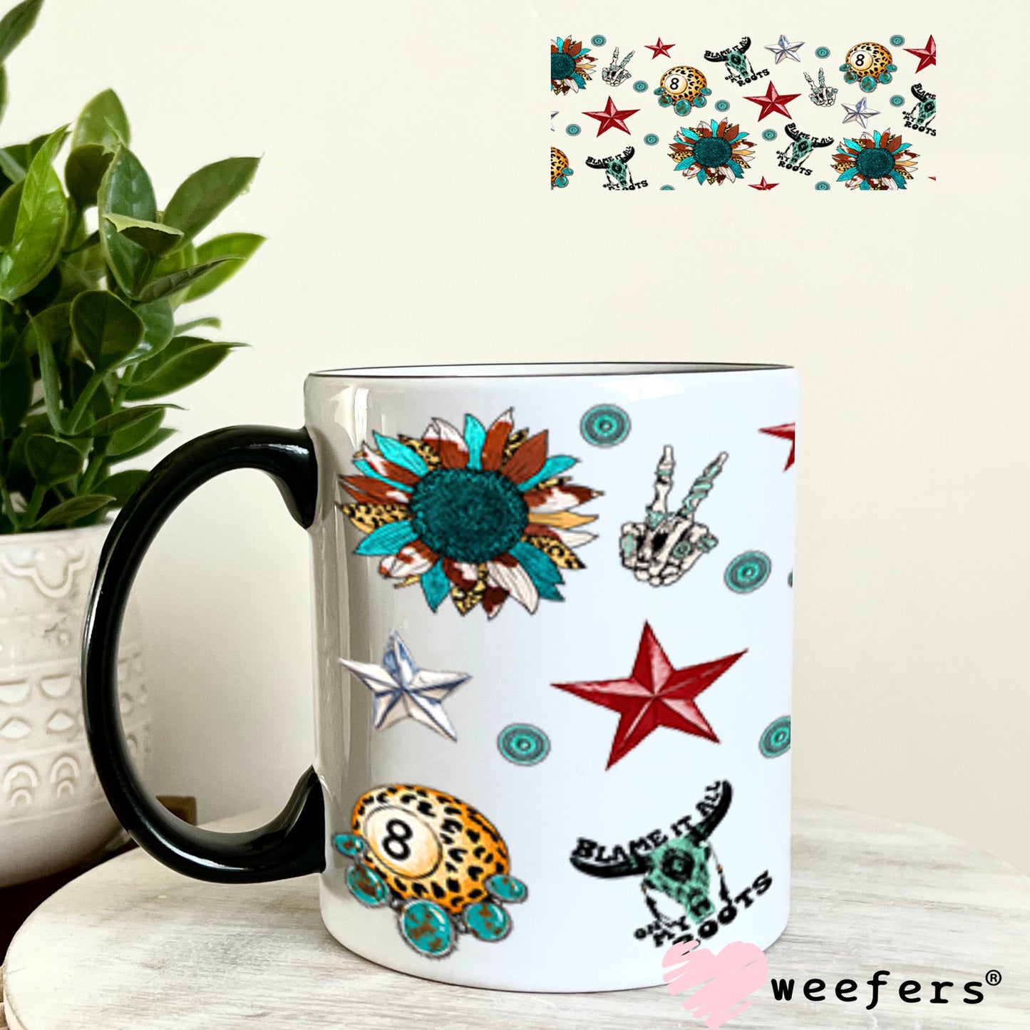 UV DTF Cup Wrap – USA Red White Blue Bows 11oz Coffee Mug Weefers