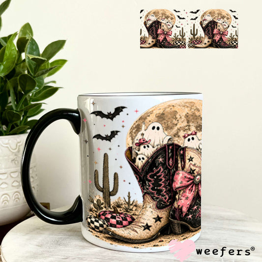 UV DTF Cup Wraps - Ghost Boots Halloween 11oz Coffee Mug Weefers