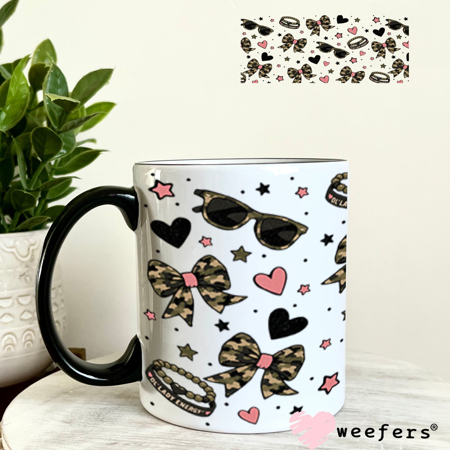 UV DTF Cup Wrap – USA Red White Blue Bows 11oz Coffee Mug Weefers