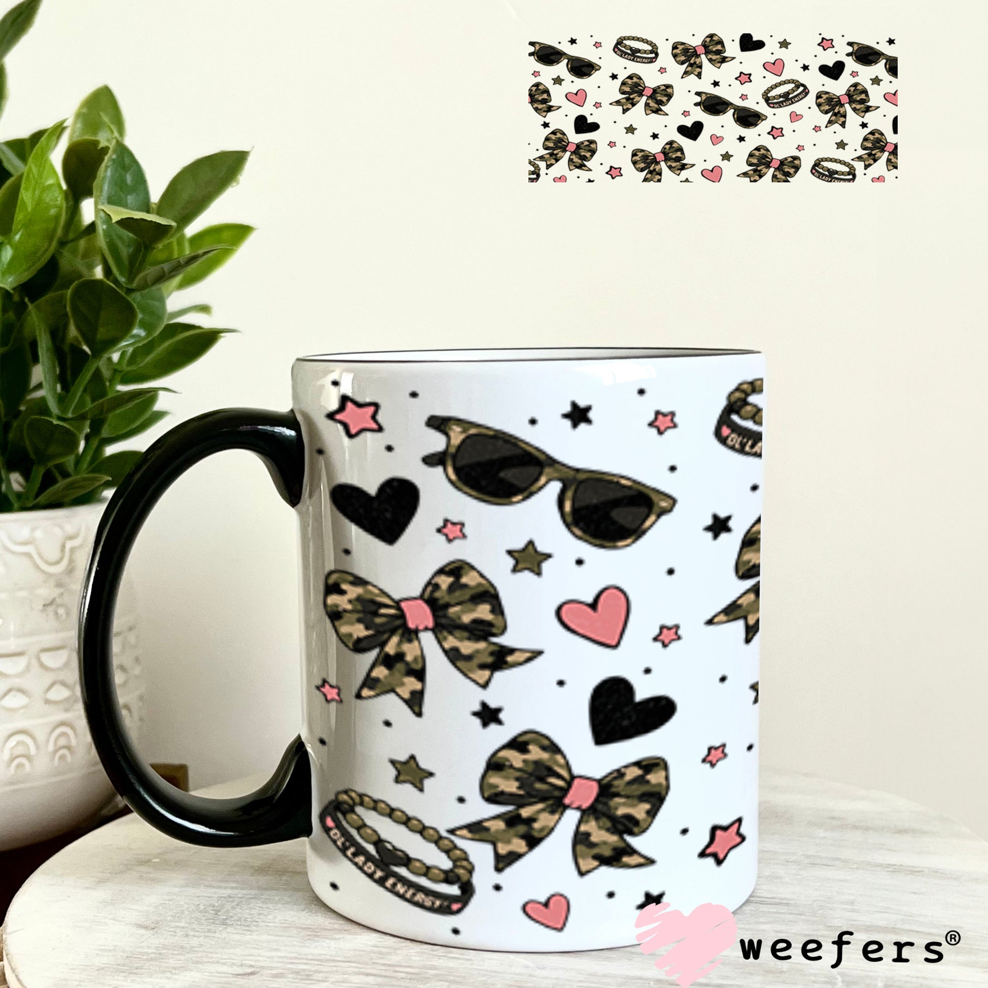 UV DTF Cup Wrap – USA Red White Blue Bows 11oz Coffee Mug Weefers