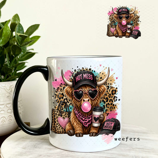 UV DTF Decal - Hot Mess Leopard Cow 11oz Coffee Mug Weefers