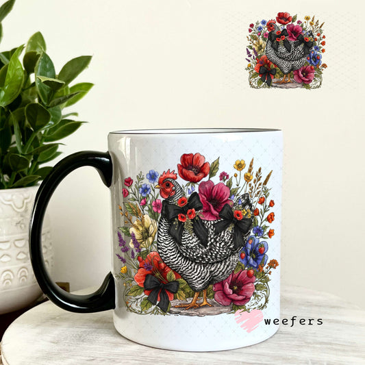 UV DTF Decal - Chicken Black White 11oz Coffee Mug Weefers