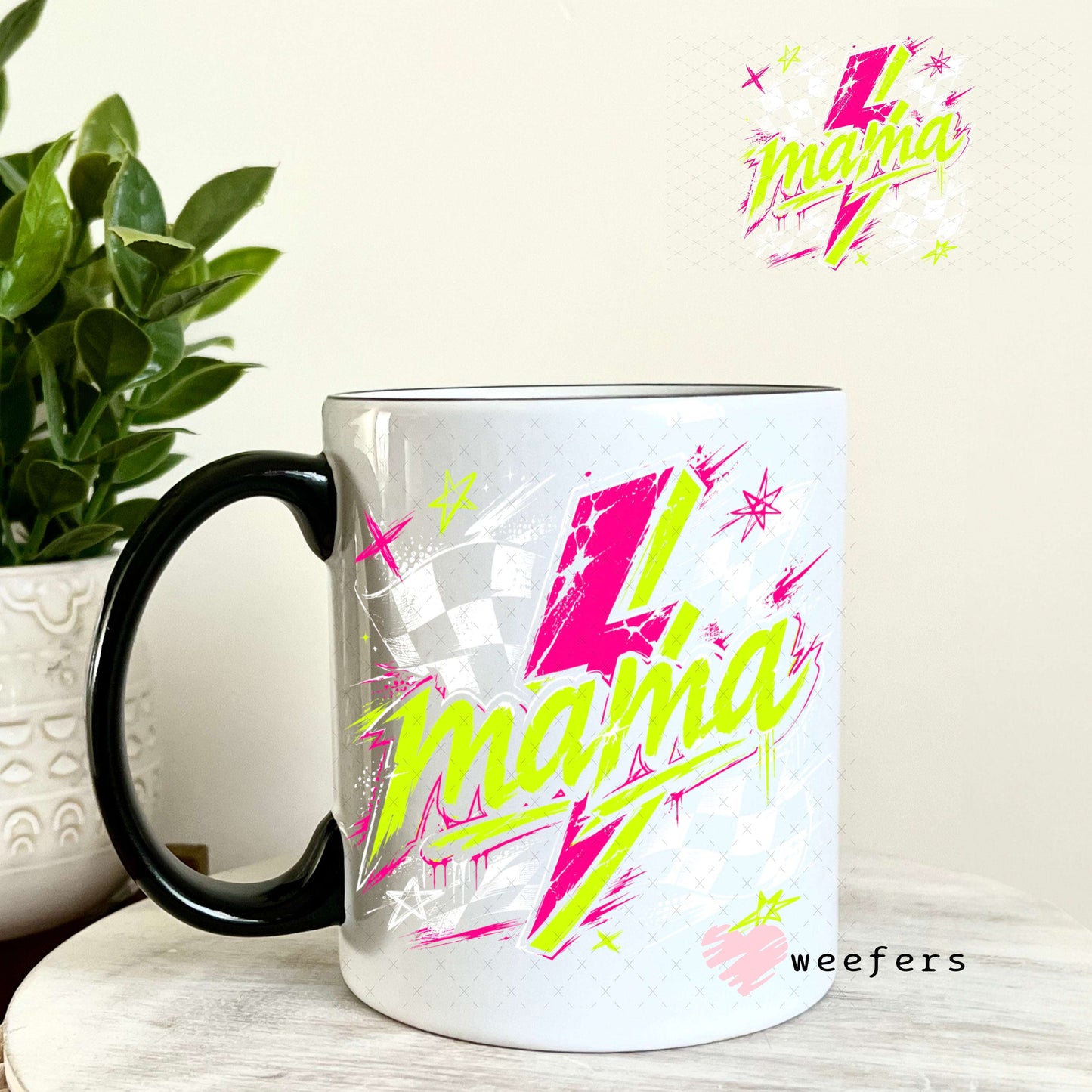 UV DTF Decal - Mama Yellow Magenta 11oz Coffee Mug Weefers