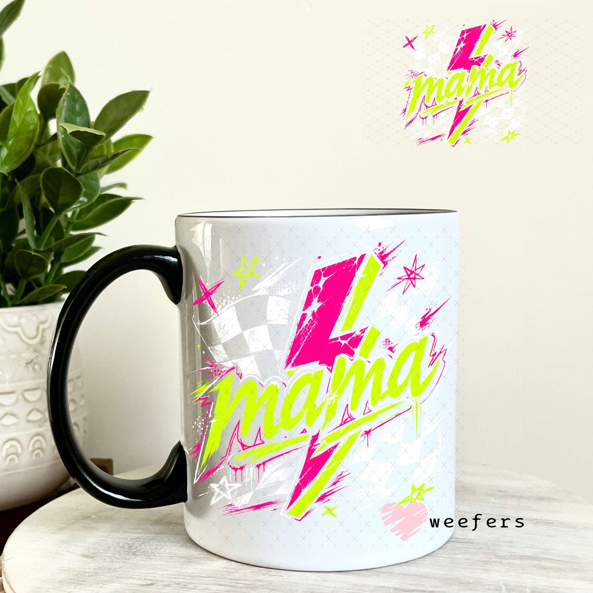 UV DTF Decal - Mama Yellow Magenta 11oz Coffee Mug Weefers
