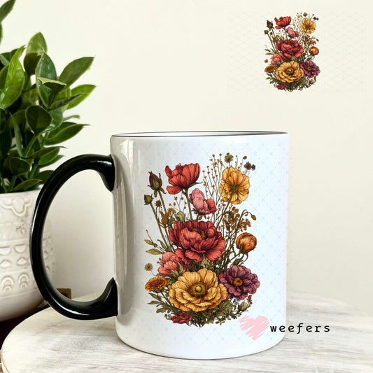 UV DTF Decal - Fall Flower Bouquet 11oz Coffee Mug Weefers
