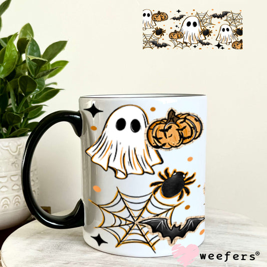 UV DTF Cup Wraps - Ghost Spider Webs Halloween 11oz Coffee Mug Weefers
