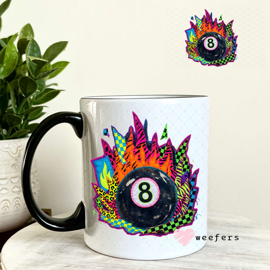 UV DTF Decal - Western Fire Eightball 11oz Coffee Mug Weefers