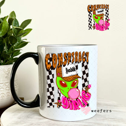 UV DTF Decal - Conspiracy Girlie Alien 11oz Coffee Mug Weefers