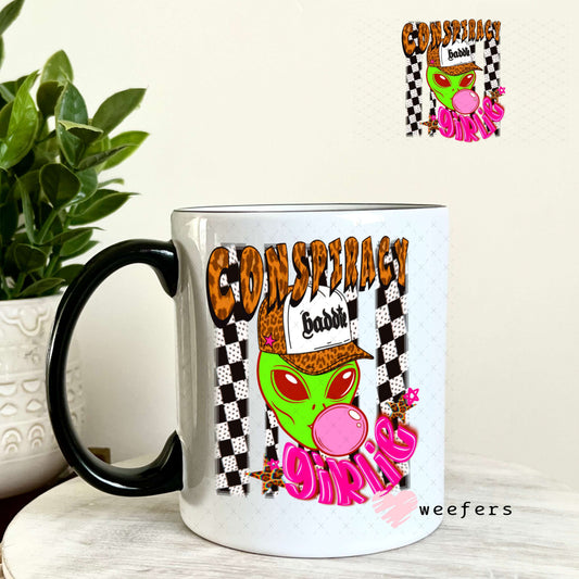 UV DTF Decal - Conspiracy Girlie Alien 11oz Coffee Mug Weefers
