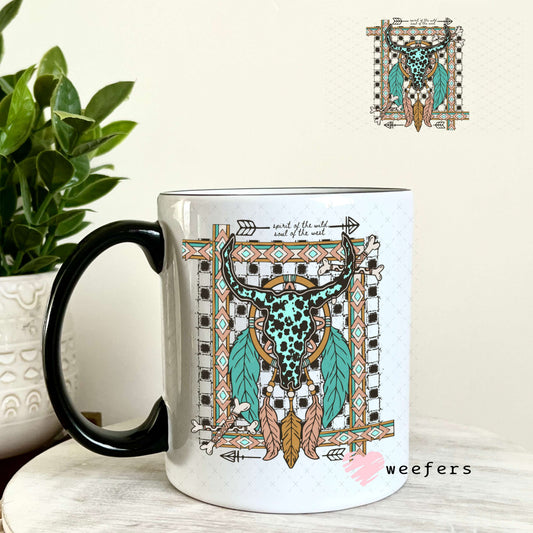 UV DTF Decal - Cow Skull Western 11oz Coffee Mug Weefers