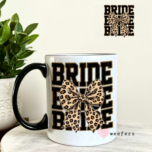 UV DTF Decal - Bride Leopard Bow 11oz Coffee Mug Weefers