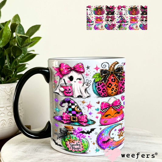 UV DTF Cup Wraps - Halloween Bougie Cats and Ghosts 11oz Coffee Mug Weefers