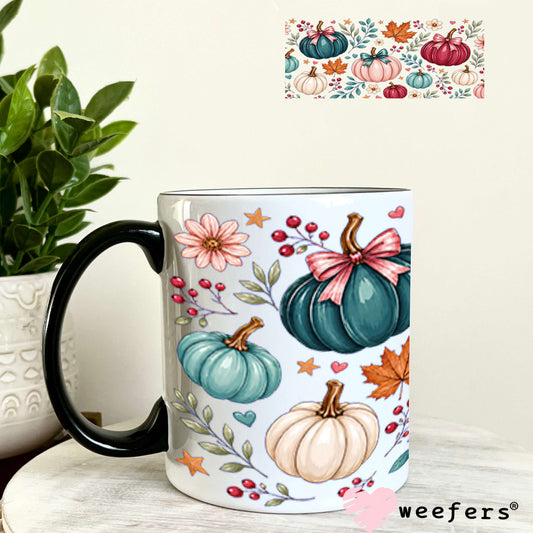 UV DTF Cup Wraps - Fall Colors Pumpkins 11oz Coffee Mug Weefers