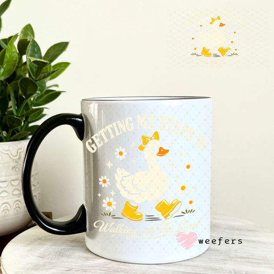 UV DTF Decal - Getting My Steps in Walking with the Lord 11oz Coffee Mug Weefers