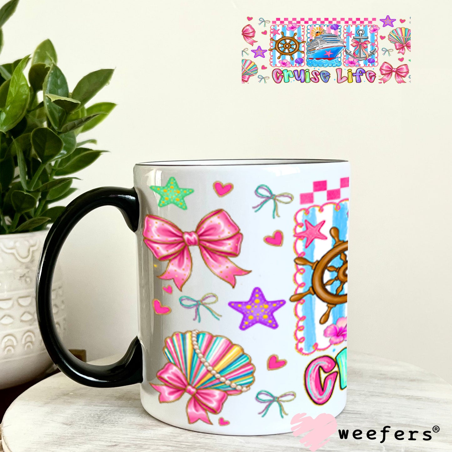 UV DTF Cup Wrap – USA Red White Blue Bows 11oz Coffee Mug Weefers