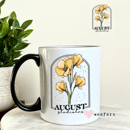 UV DTF Decal - August Gladiolus Birthday Month 11oz Coffee Mug Weefers