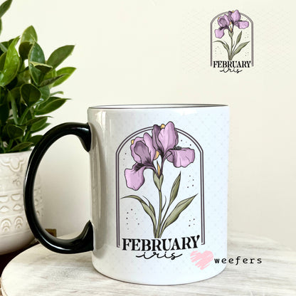 UV DTF Decal - February Iris Birthday Month 11oz Coffee Mug Weefers