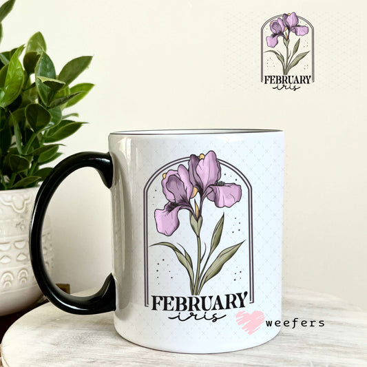UV DTF Decal - February Iris Birthday Month 11oz Coffee Mug Weefers