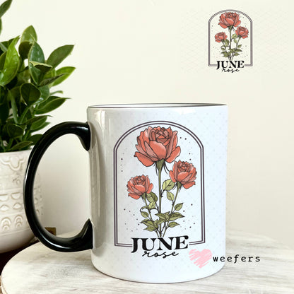 UV DTF Decal - June Rose Birthday Month 11oz Coffee Mug Weefers