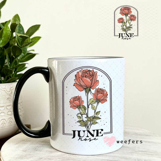 UV DTF Decal - June Rose Birthday Month 11oz Coffee Mug Weefers