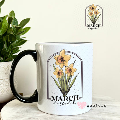 UV DTF Decal - March Daffoldil Birthday Month 11oz Coffee Mug Weefers