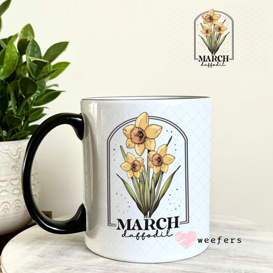 UV DTF Decal - March Daffoldil Birthday Month 11oz Coffee Mug Weefers