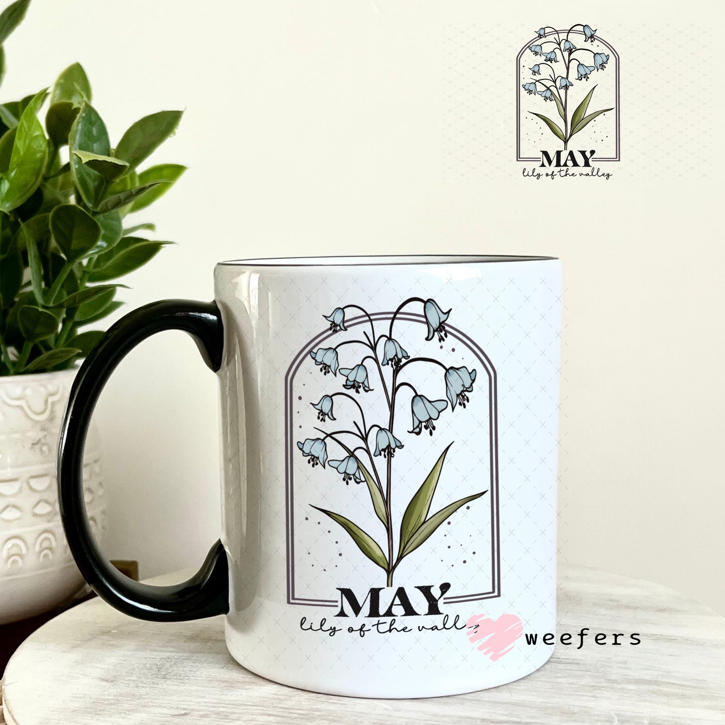 UV DTF Decal - May Lily of the Valley Birthday Month 11oz Coffee Mug Weefers