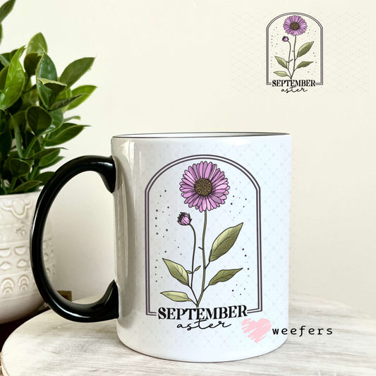 UV DTF Decal - September Aster Birthday Month 11oz Coffee Mug Weefers