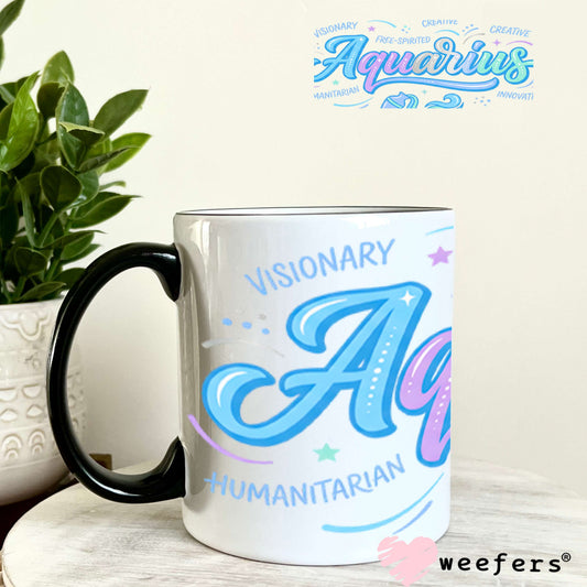 UV DTF Cup Wraps - Aquarius Zodiac Sign 11oz Coffee Mug Weefers