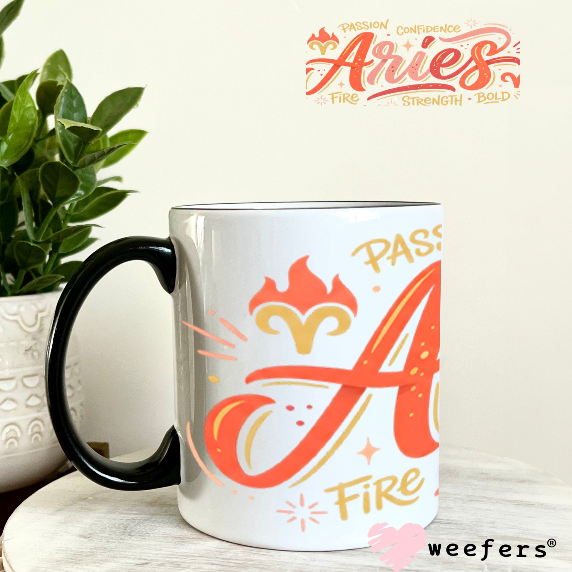 UV DTF Cup Wraps - Aries Zodiac Sign 11oz Coffee Mug Weefers