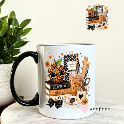 UV DTF Decal - Teach Inspire Love Teacher 11oz Coffee Mug Weefers