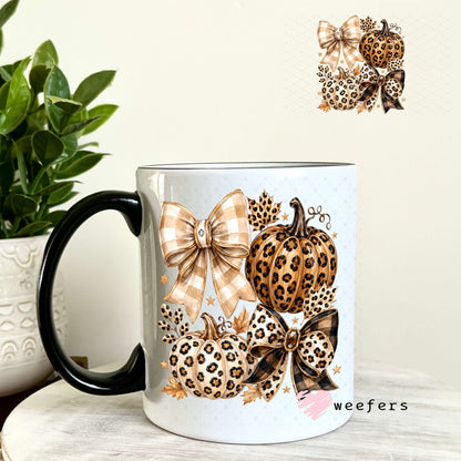 UV DTF Decal - Fall Leopard Bows 11oz Coffee Mug Weefers