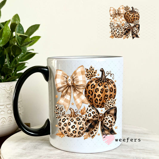 UV DTF Decal - Fall Leopard Bows 11oz Coffee Mug Weefers