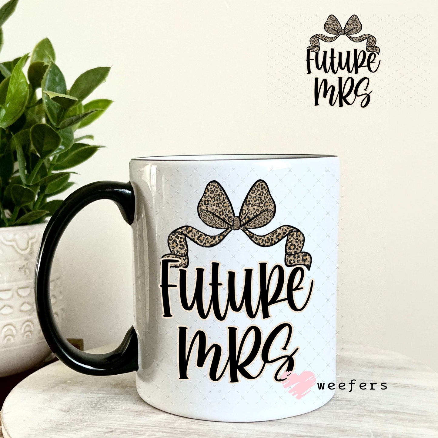 UV DTF Decal - Future Mrs Cheetah Bow 11oz Coffee Mug Weefers