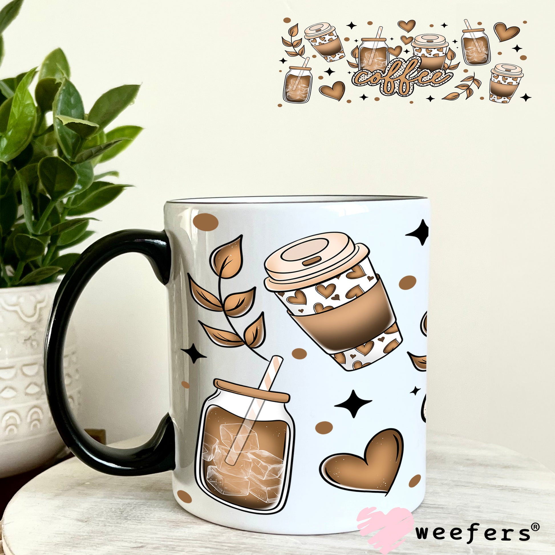Coffee Latte My Heart UV DTF Cup Wrap 11oz Coffee Mug Weefers