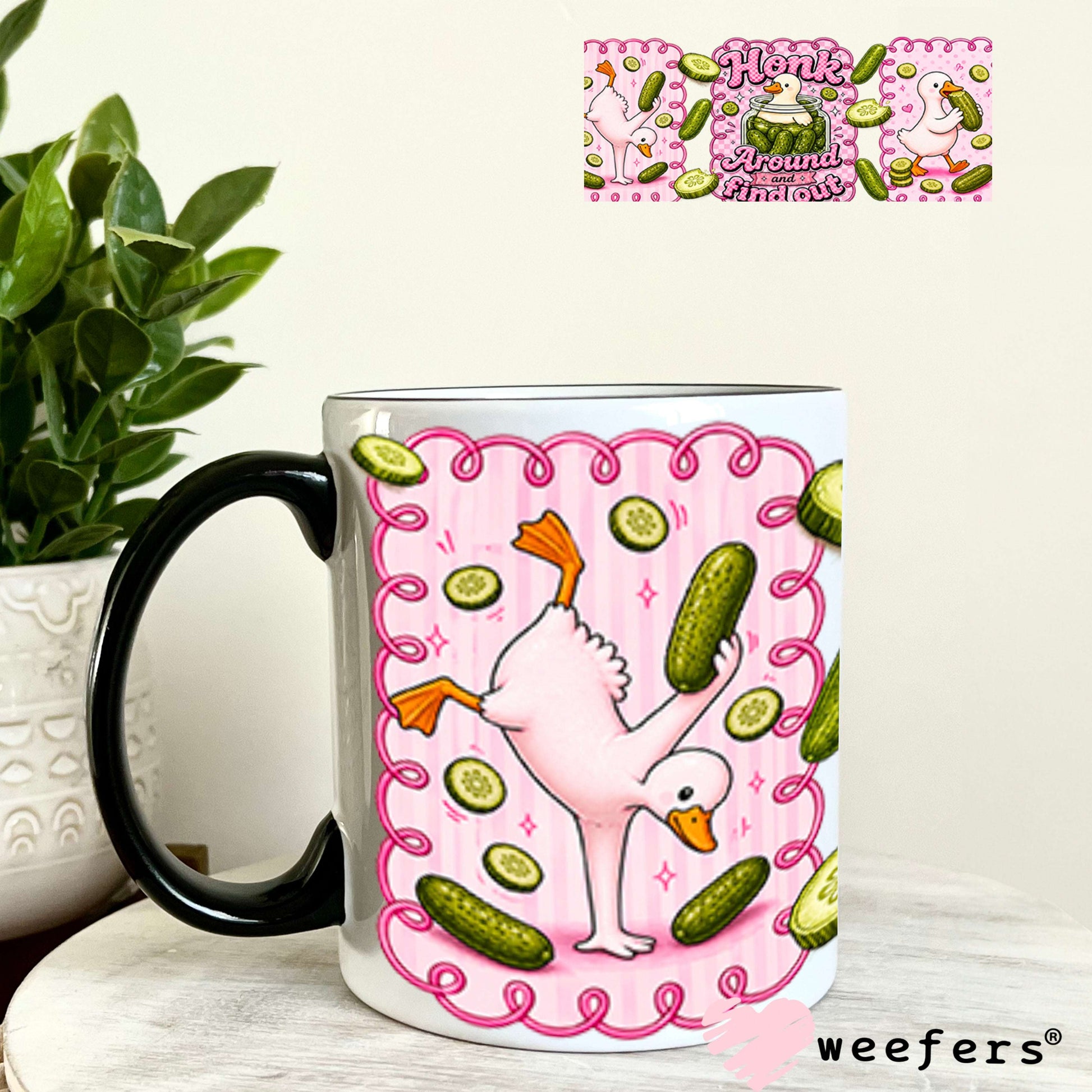 UV DTF Cup Wraps - Honk Around and Find Out Pickles and Ducks 11oz Coffee Mug Weefers