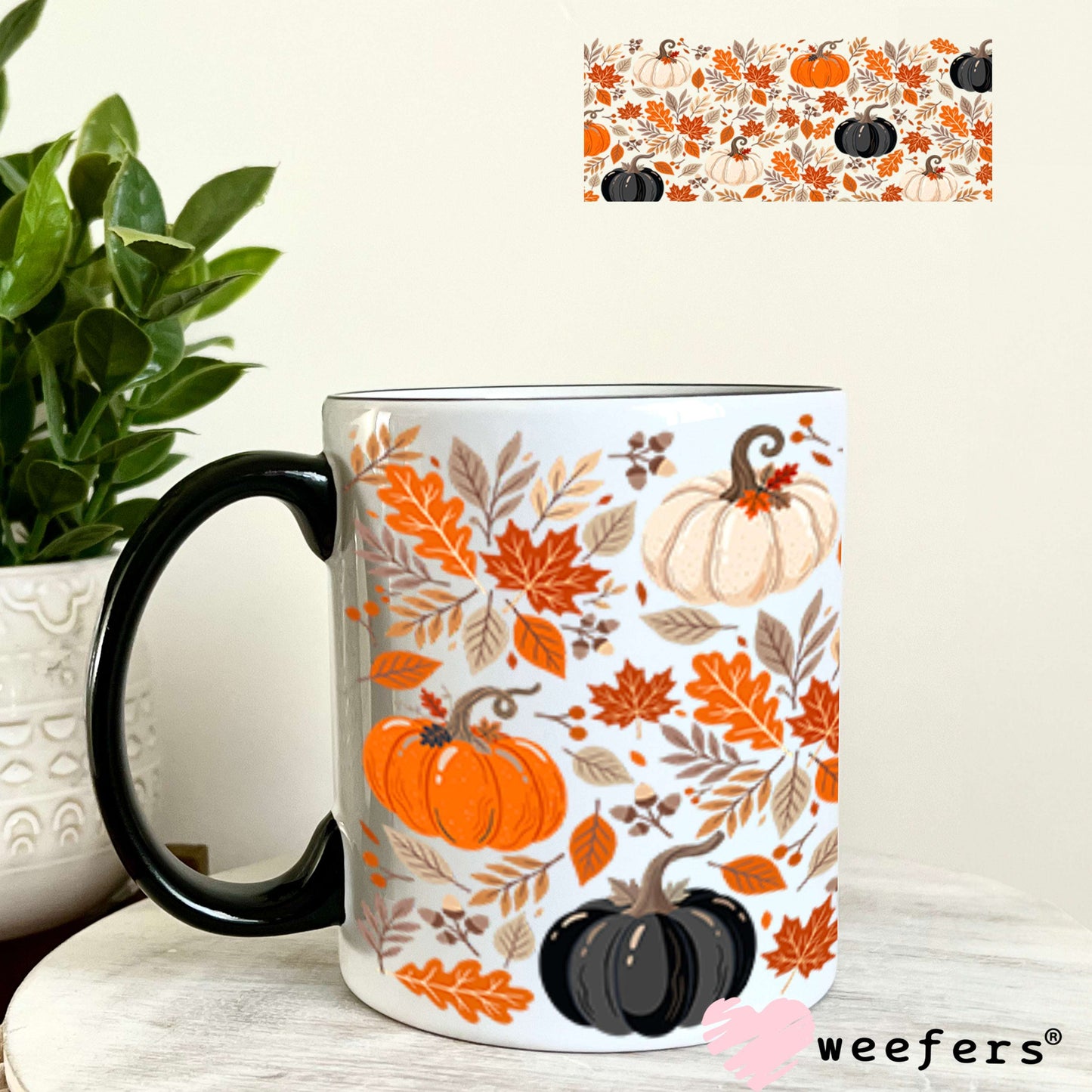 UV DTF Cup Wraps - Fall Pumpkins 11oz Coffee Mug Weefers