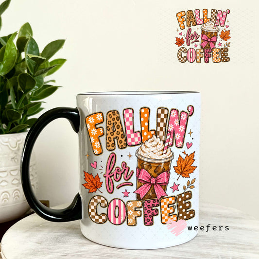 UV DTF Decal - Fallin' for Coffee 11oz Coffee Mug Weefers