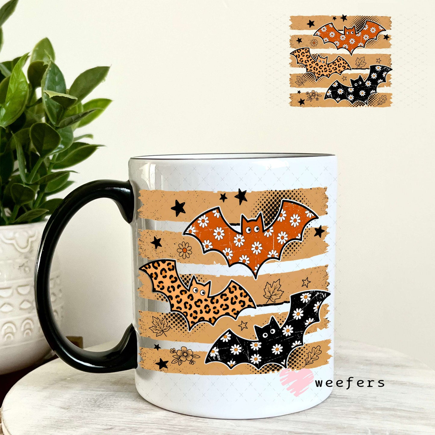 UV DTF Decal - Fall Bats 11oz Coffee Mug Weefers