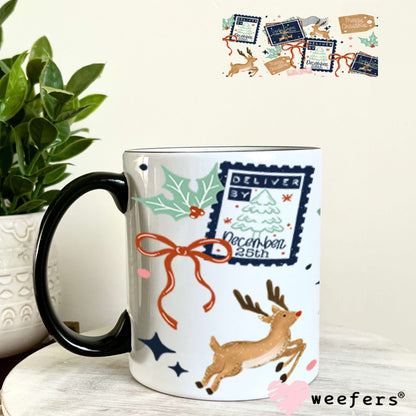 UV DTF Cup Wraps - Christmas Navy Stamps 11oz Coffee Mug Weefers